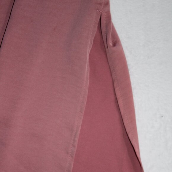 A New Day Pink Silk Midi Mid-length Skirt with Slit and High-waist Draw-string - Picture 2 of 4